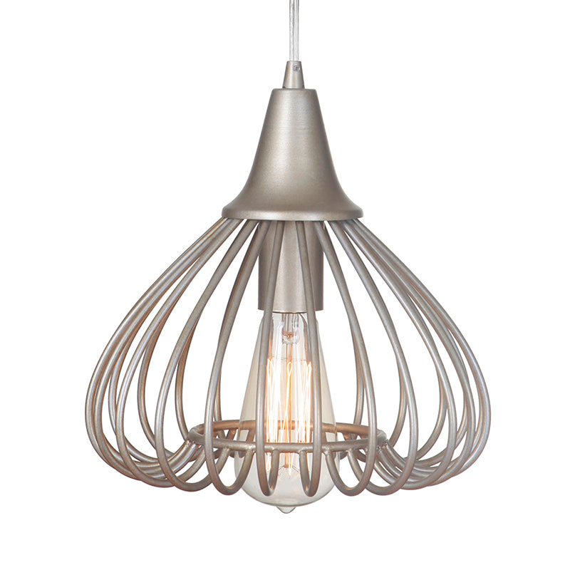 Caged Living Room Hanging Light Kit Traditional Metal 1 Light Gold Pendant Lighting