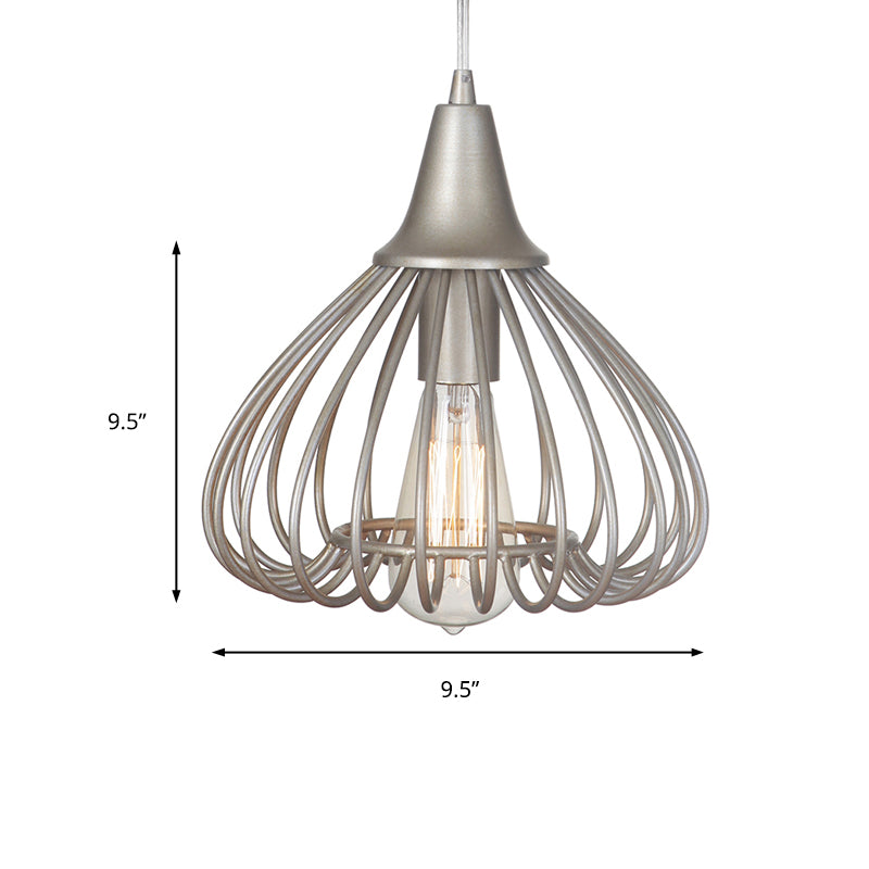 Caged Living Room Hanging Light Kit Traditional Metal 1 Light Gold Pendant Lighting