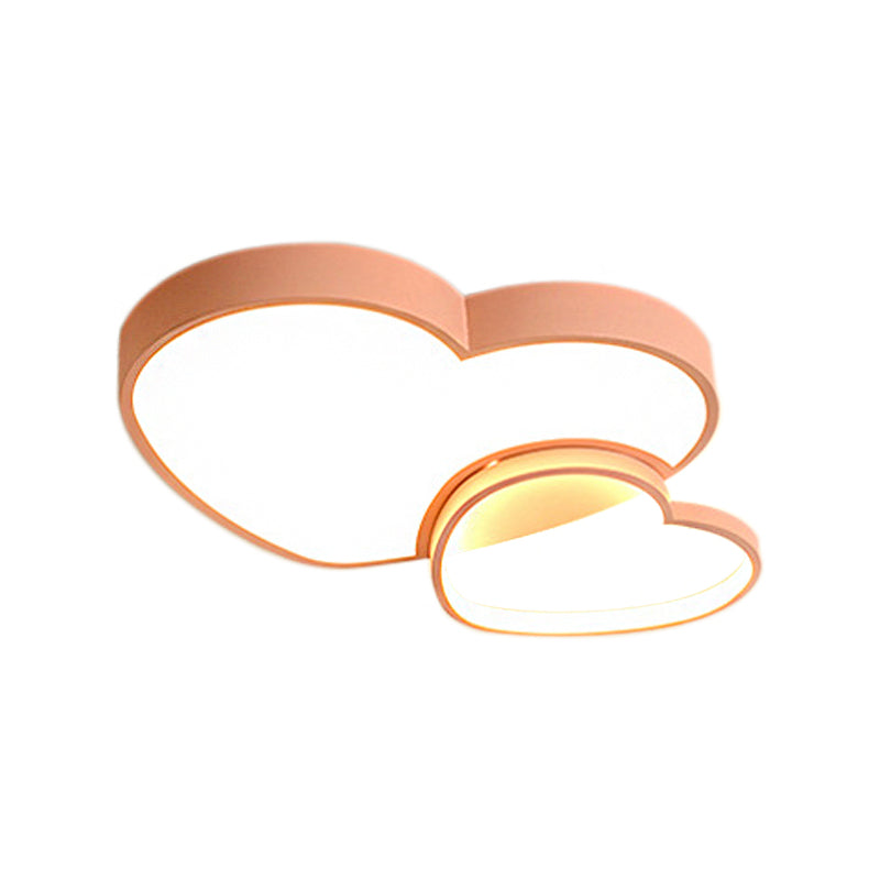 Modern Style liebevoll Herz Flush Licht Armatur Acryl 13 "/16.5" W LED Kinder Zimmer Flushmount Lampe in Pink/Weiß