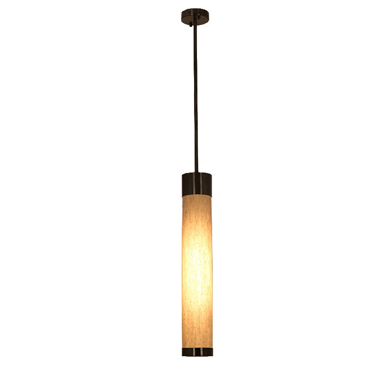 Luz de techo colgante de tubo negro tela tradicional 1 lámpara colgante de dormitorio ligero
