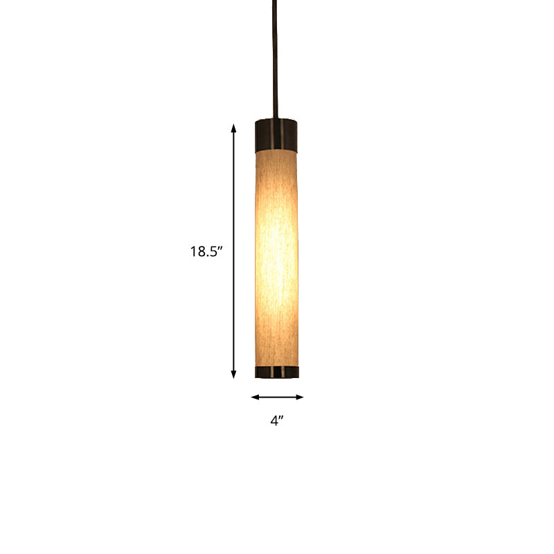 Luz de techo colgante de tubo negro tela tradicional 1 lámpara colgante de dormitorio ligero