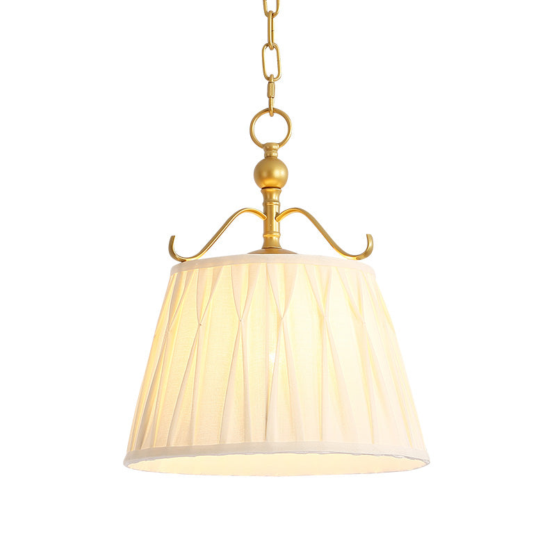 Fabric White Pendant Lamp Drum 1 Light Classic Chandelier Light Fixture for Dining Room, 11"/15" Wide