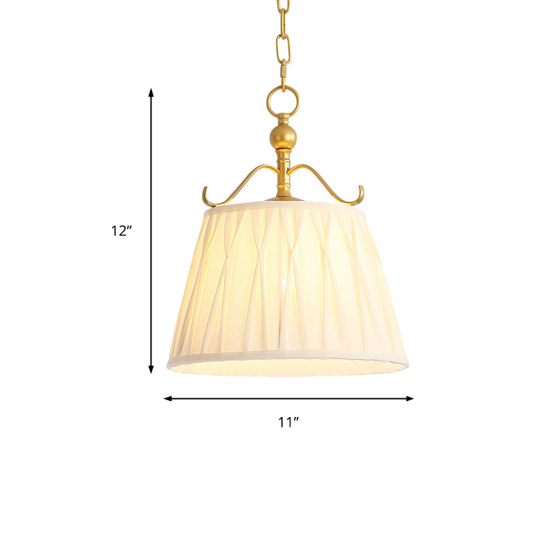 Tela de lámpara colgante blanca 1 lámpara de lámpara clásica de luz para comedor, 11 "/15" de ancho