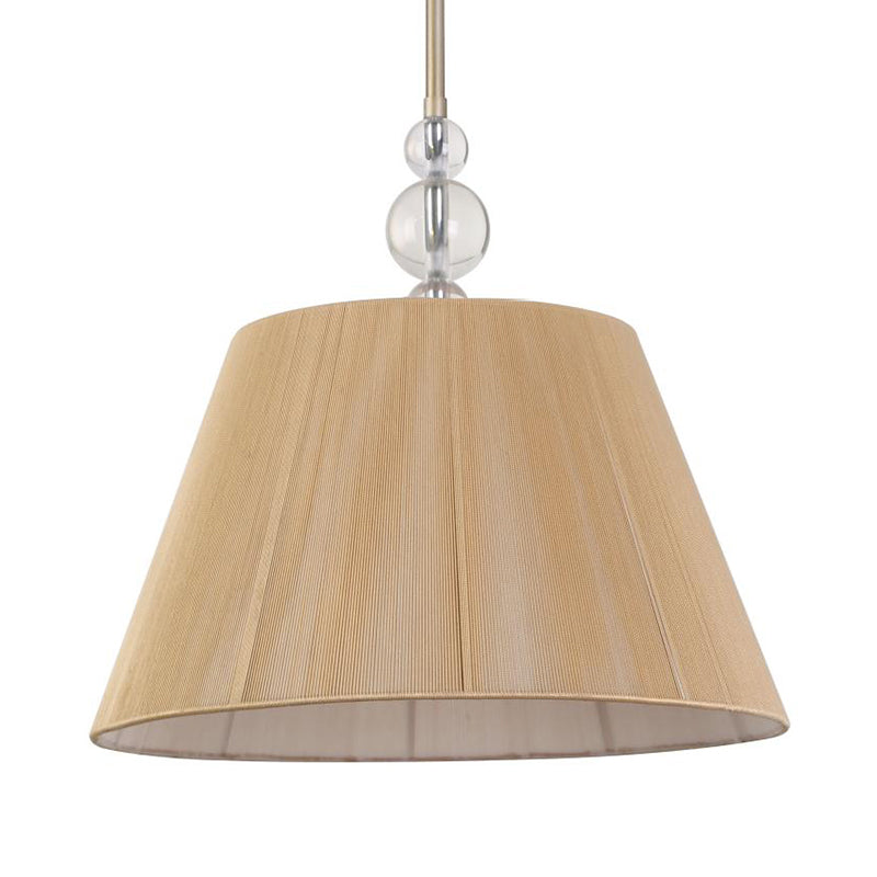 Tan 1 Light Pendant Lighting Fixture Classic Fabric Drum Hanging Lamp for Corridor