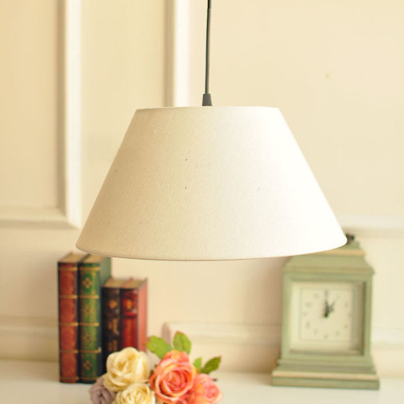 Lámpara colgante de cono clásico 1 Luz de tela ligera lámpara colgante en blanco/café/rosa rojo para sala de estar