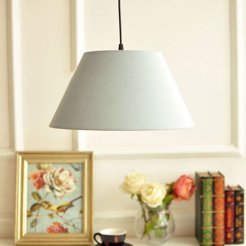 Lámpara colgante de cono clásico 1 Luz de tela ligera lámpara colgante en blanco/café/rosa rojo para sala de estar