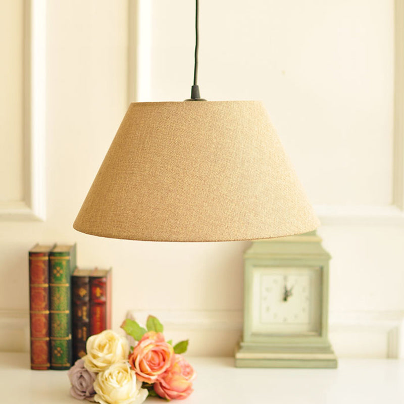 Classical Cone Pendant Lamp 1 Light Fabric Hanging Light Fixture in White/Coffee/Rose Red for Living Room
