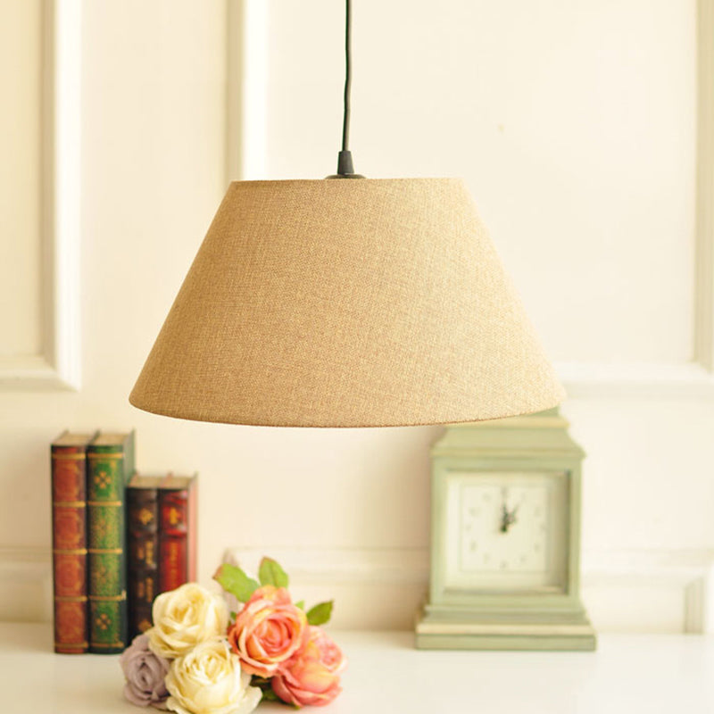 Lámpara colgante de cono clásico 1 Luz de tela ligera lámpara colgante en blanco/café/rosa rojo para sala de estar