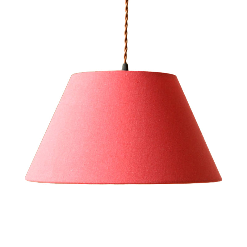 Classical Cone Pendant Lamp 1 Light Fabric Hanging Light Fixture in White/Coffee/Rose Red for Living Room