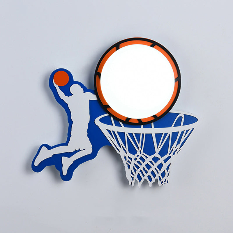 Plastic Round Shade LED Wall Lamp Cartoon Blue Wall Light Fixture for Kindergarten