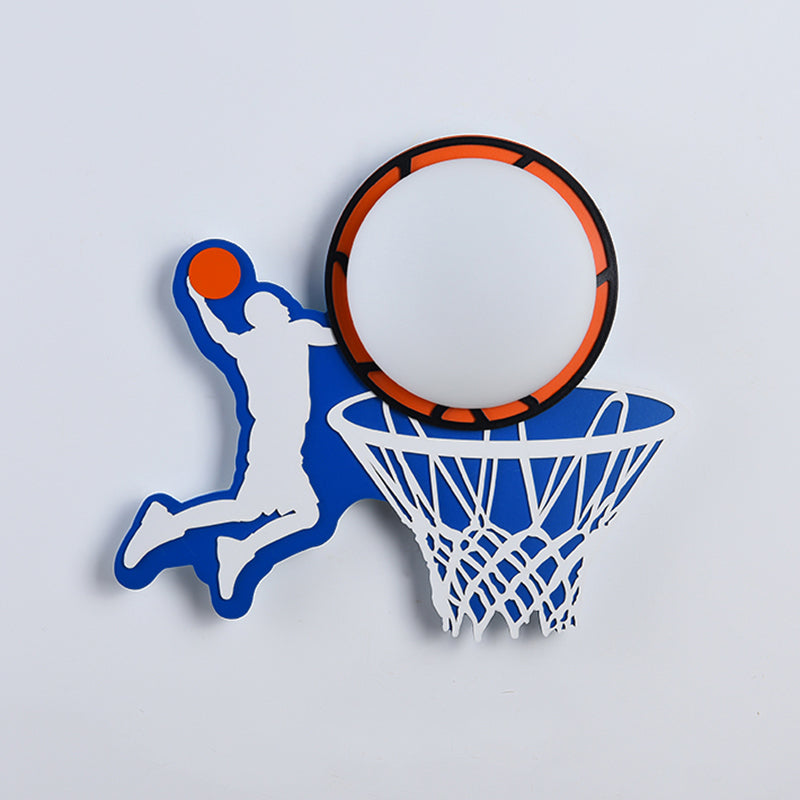 Plastic Round Shade LED Wall Lamp Cartoon Blue Wall Light Fixture for Kindergarten