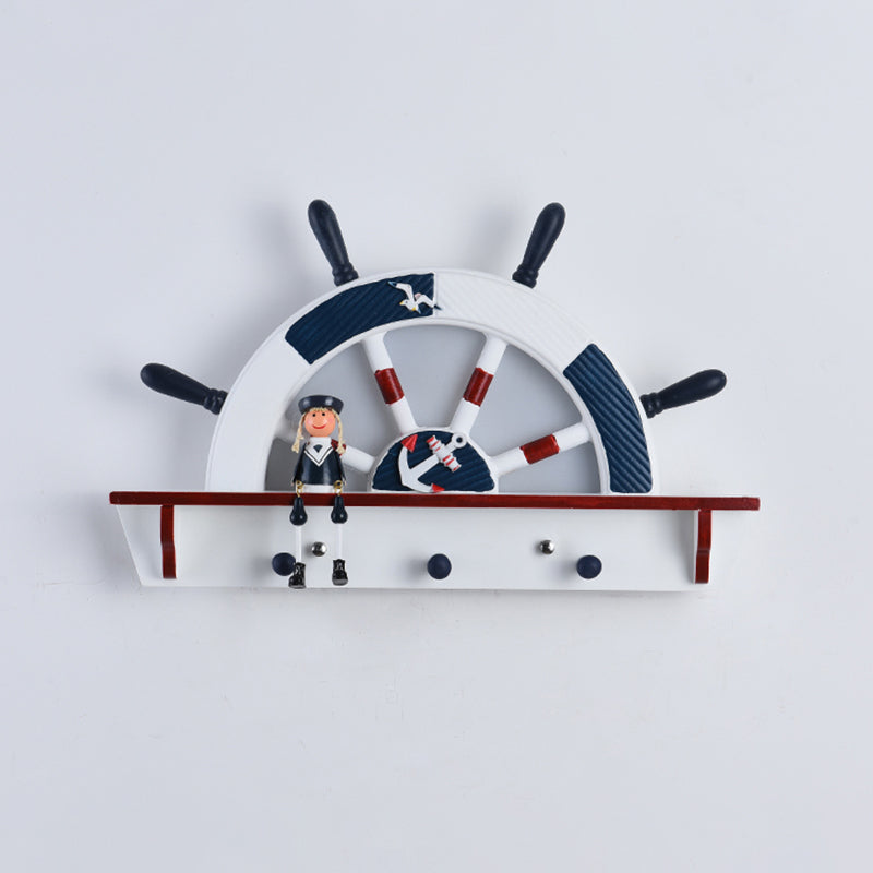 Plastic Round Shade LED Wall Lamp Cartoon Blue Wall Light Fixture for Kindergarten