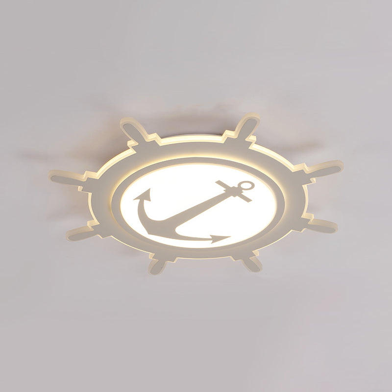 Simplicity Rudder Shaped Flush Ceiling Light Acrylic Kindergarten LED Flush Mount Lighting Fixture in White