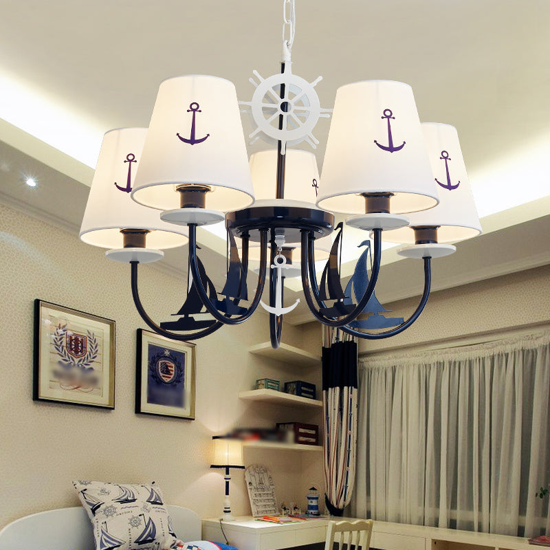 Lumo lampadario affusolato Light Minimalist Fabric Minimalist Kindergarten Hanging Light con motivo di ancoraggio in bianco