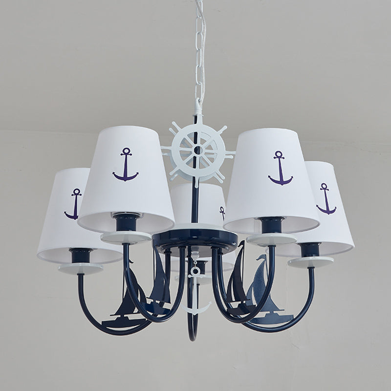 Lumo lampadario affusolato Light Minimalist Fabric Minimalist Kindergarten Hanging Light con motivo di ancoraggio in bianco