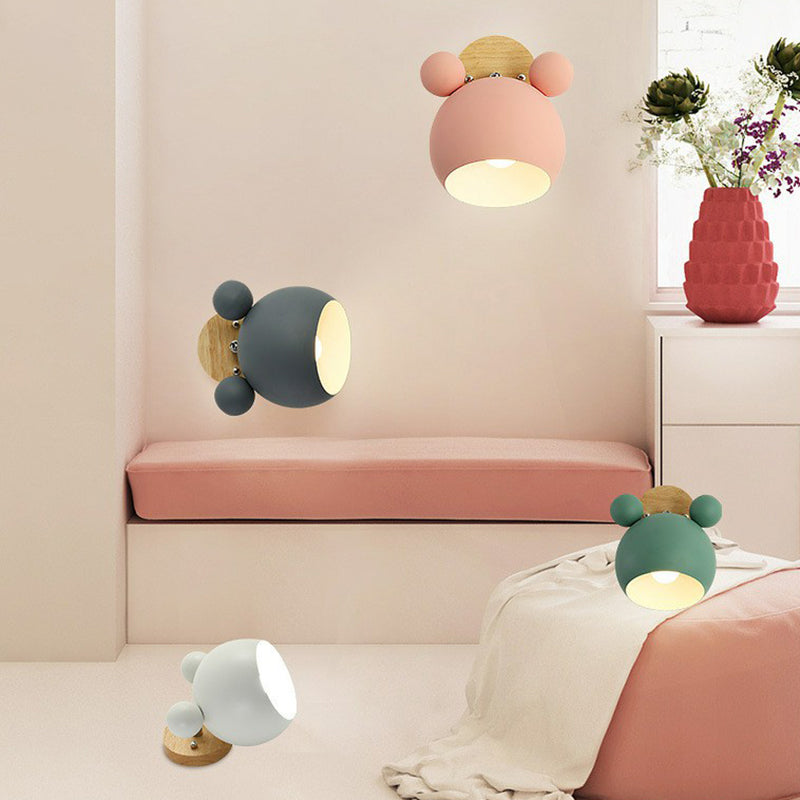 Bear Head Bedroom Wall Mount Light Metallic Single Minimalistic Wall Sconce Light
