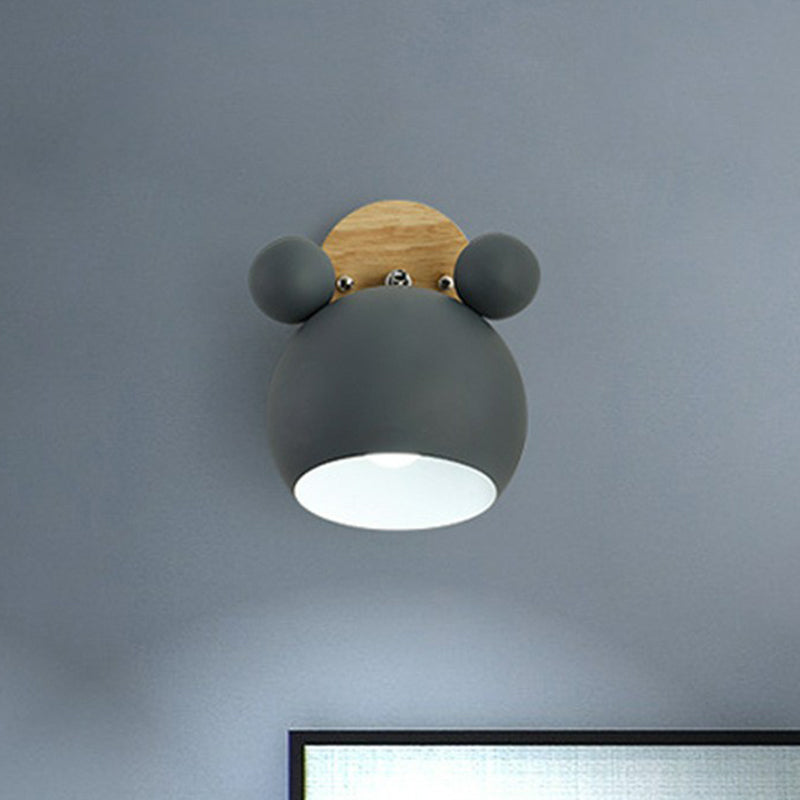 Bear Head Bedroom Wall Mount Light Metallic Single Minimalistic Wall Sconce Light