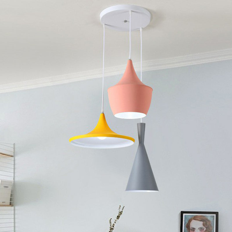 Illuminazione appesa ombreggiata Minimalistic Metallic 3 teste Multi-Light Pendente