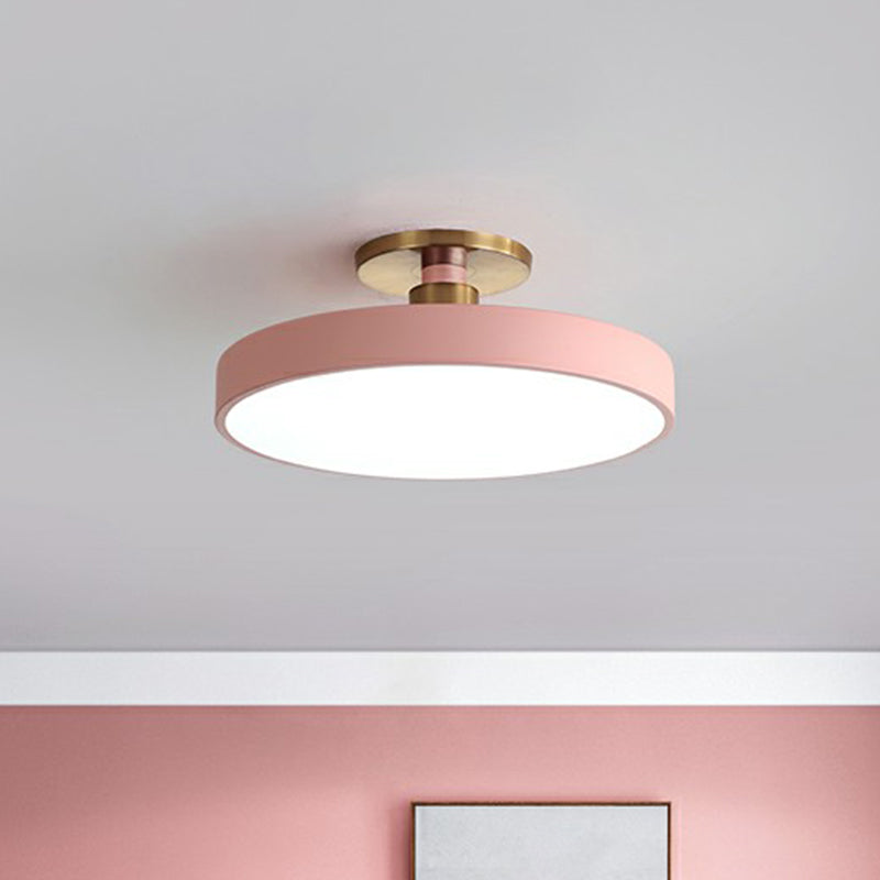Round Flush Mount Light Nordic Style Acrylic Bedroom LED Semi Flush Ceiling Light