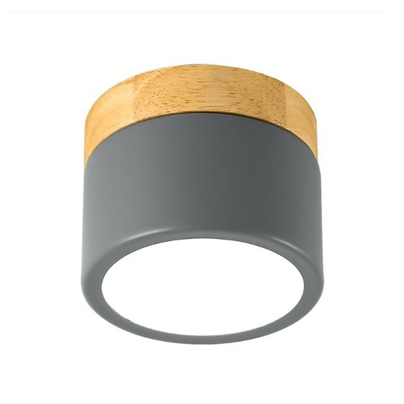 Metallic Cylindrical LED Flush Mount Macaron Flushmount Ceiling Light for Bedroom