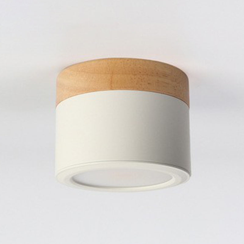 Metallic Cylindrical LED Flush Mount Macaron Flushmount Ceiling Light for Bedroom