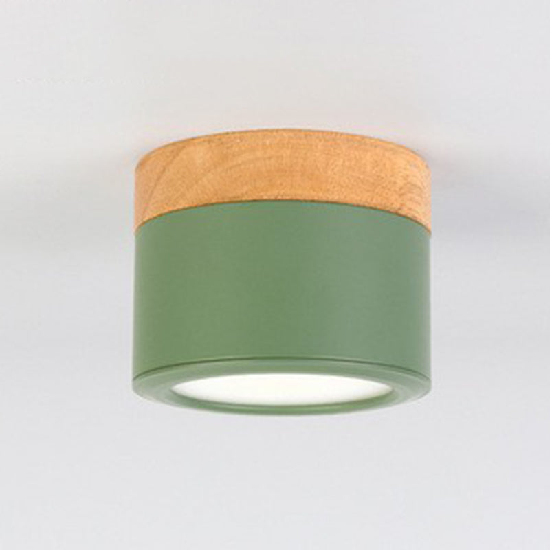 Metallic Cylindrical LED Flush Mount Macaron Flushmount Ceiling Light for Bedroom