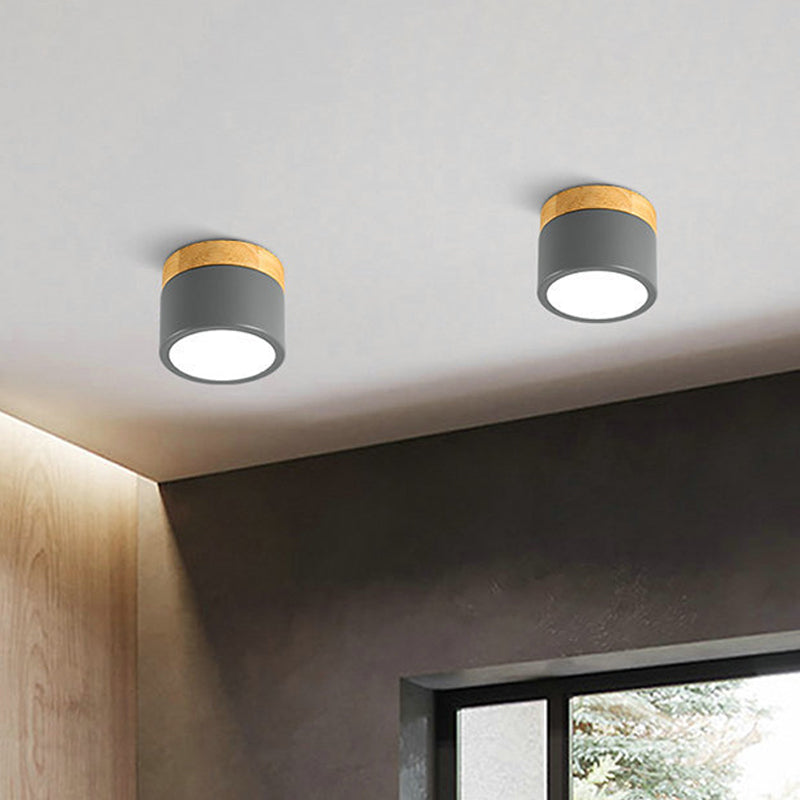 Cylinder Bedroom Flush Mount Lighting Simplistic Metallic Simplistic LED Flush Mount Fixture