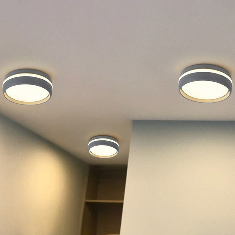 Round LED Flush Mount Minimalist Metallic Kindergarten Flushmount Ceiling Lighting