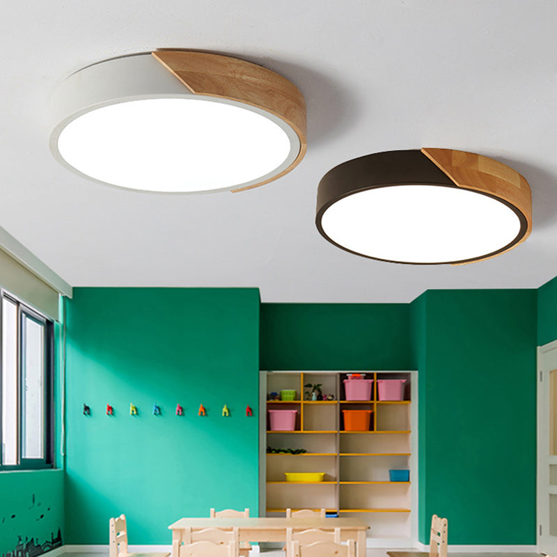 Black Circle Shaped Flush Light Macaron Acrylic LED Flush Ceiling Light Fixture for Living Room