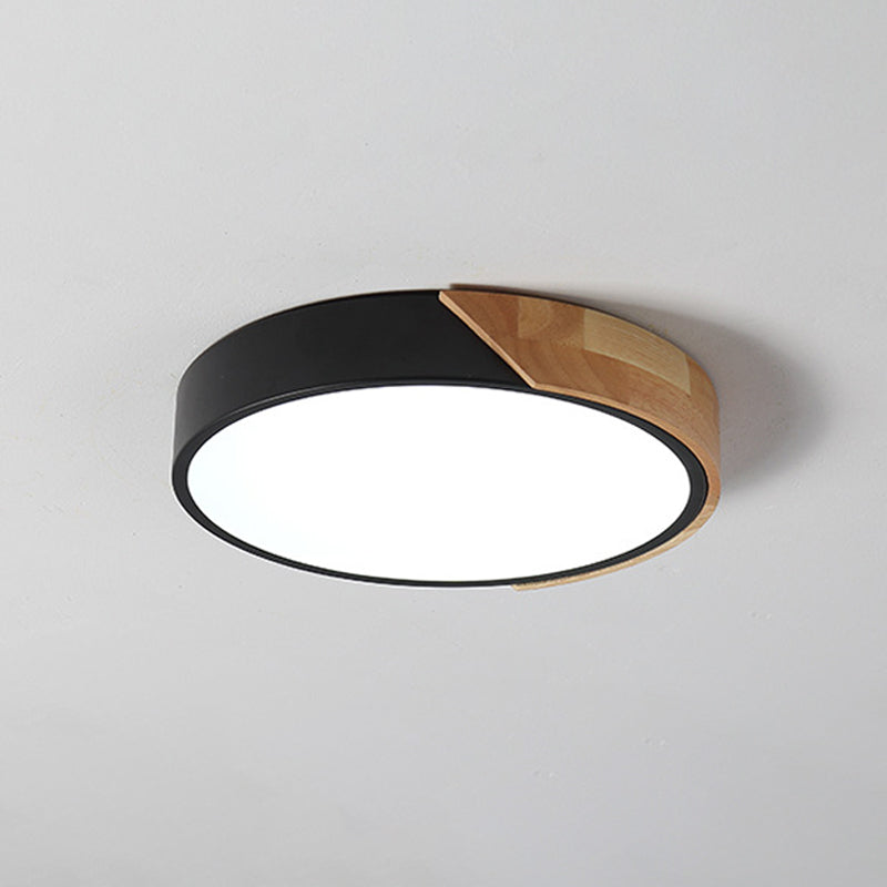 Black Circle Shaped Flush Light Macaron Acrylic LED Flush Ceiling Light Fixture for Living Room