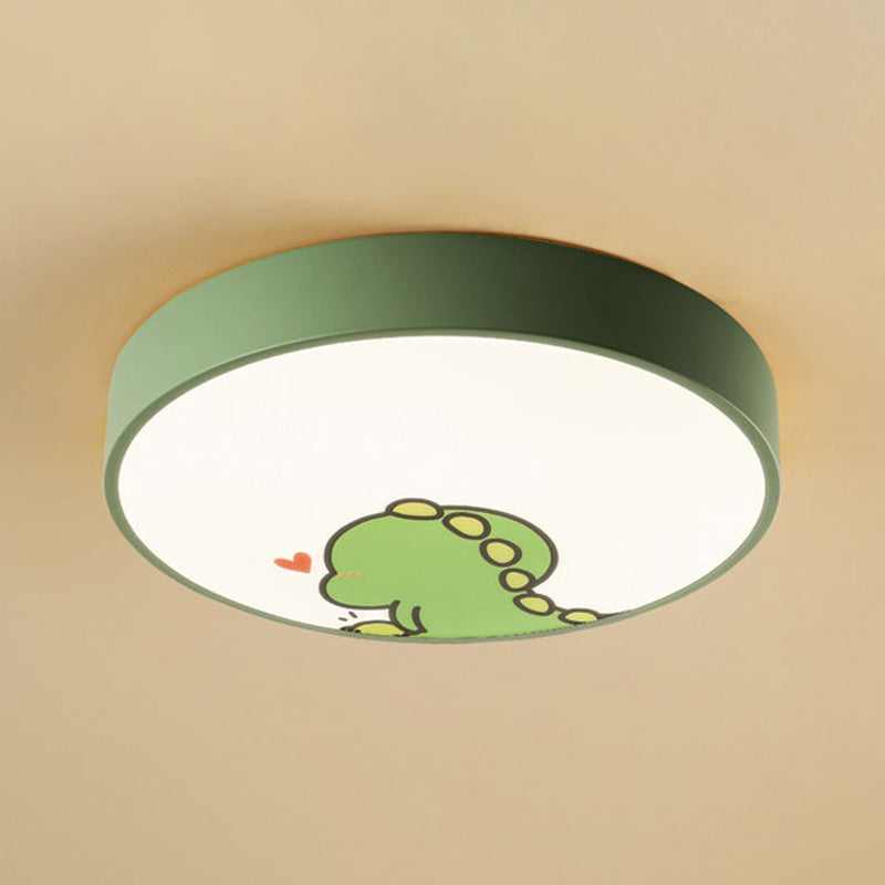 Plafonnier encastré à LED à motifs de dessin animé pour enfants, plafonnier en acrylique pour chambre à coucher avec abat-jour rond en métal