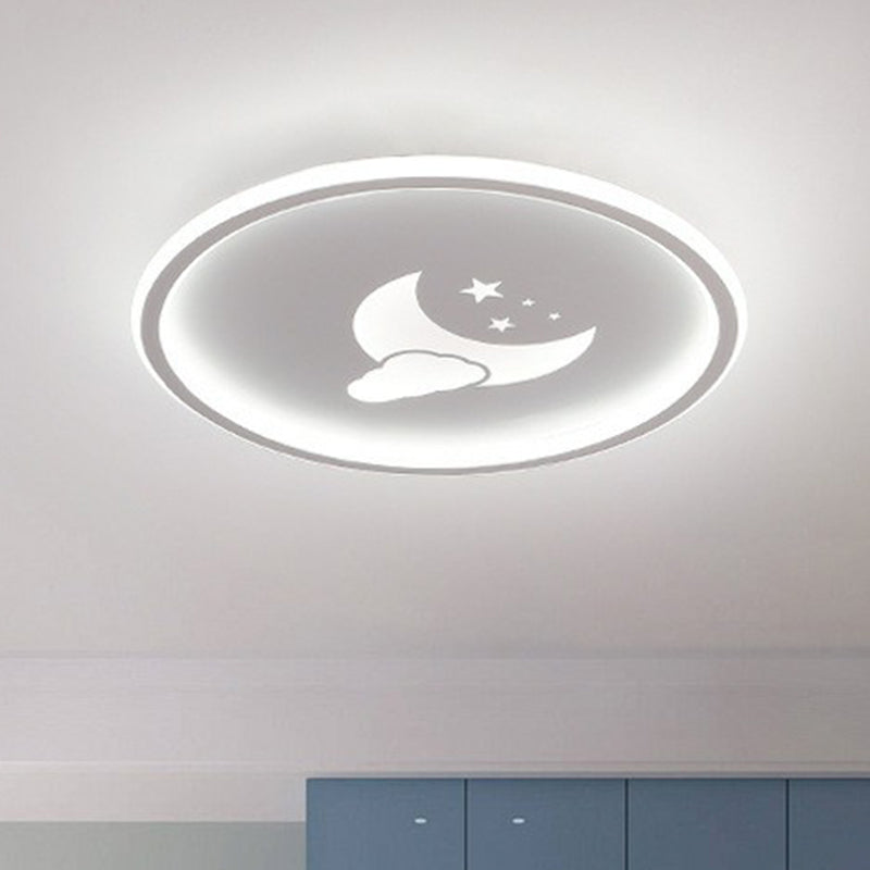 Metallic Ring Shaped LED Flush Mount Lighting Nordic Style Flush Mount Ceiling Light with Star and Moon Pattern
