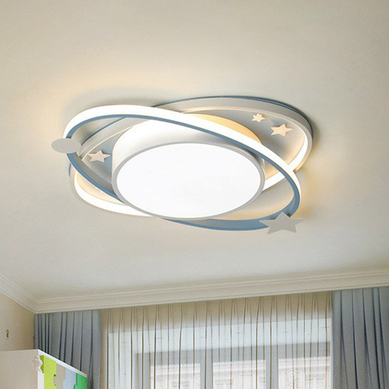 Ellipse Shaped Bedroom Flush Ceiling Light Metallic Kids LED Flush Mount Lighting Fixture with Decorative Star