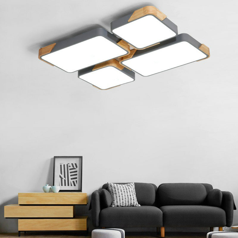 Rectángulo de empalme nórdico de vaciado de luz de techo de techo de luz de techo LED de iluminación de montaje de LED