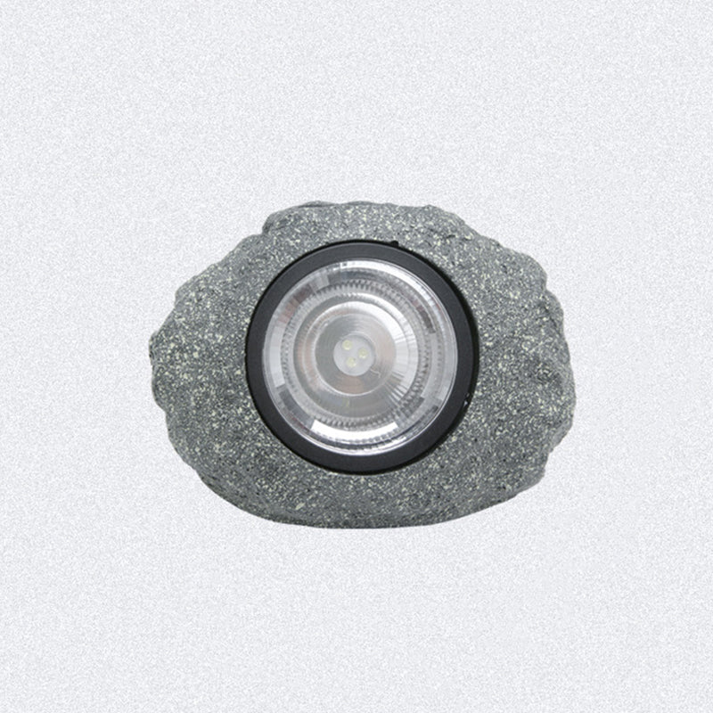 Stone Shaped LED Lawn Spotlight Simplicity Resin Courtyard Solar Powered Pathway Lamp in Grey