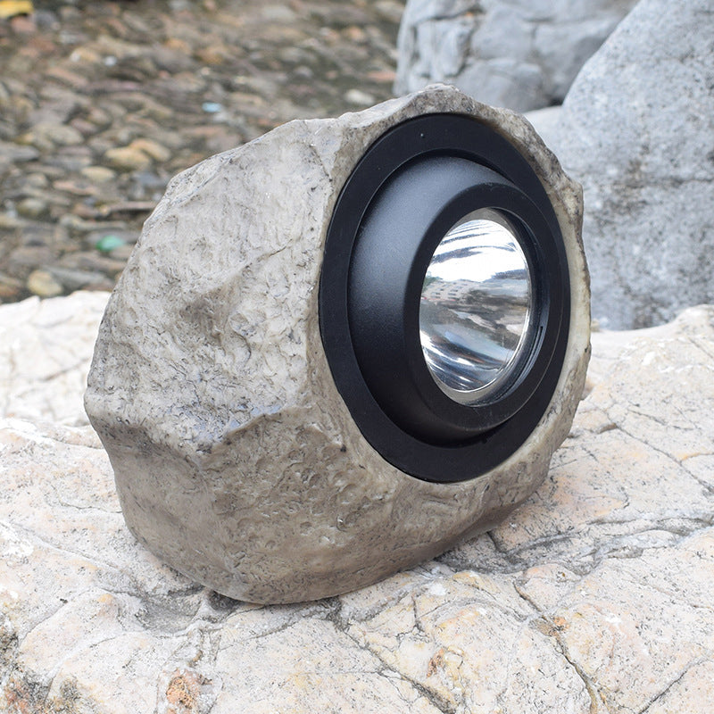Stone Resin LED Lawn Spotlight Decorative Brown Solar Powered Ground Lighting for Garden