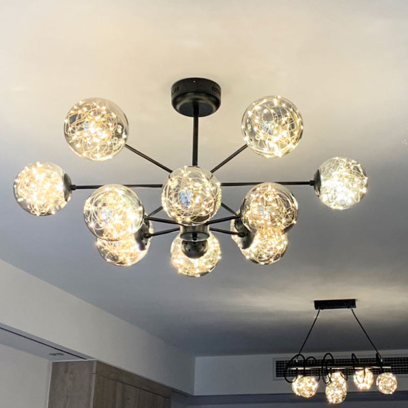 Lámpara de estar de globo lámpara de lámpara de lámpara de vidrio transparente moderno lámpara colgante de estilo