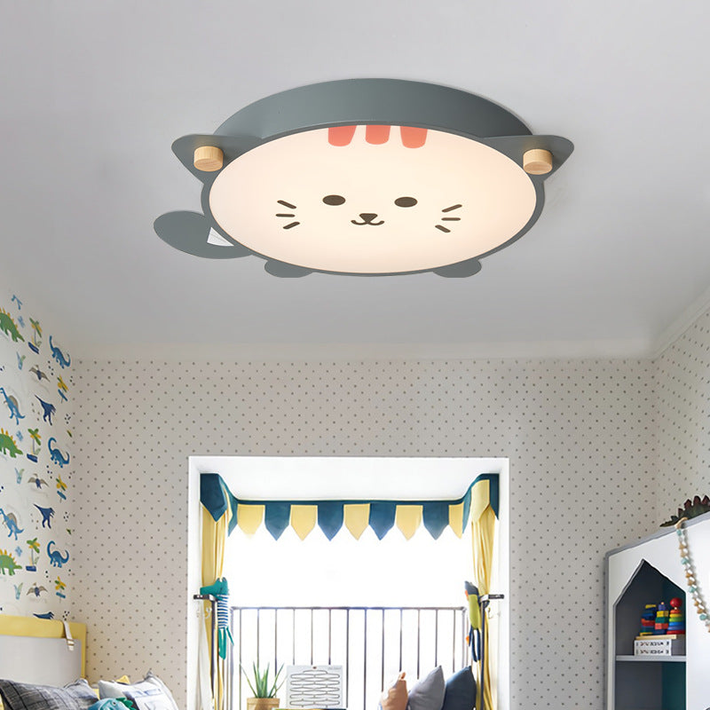 Kitten-Acrylschirm-Deckeneinbau-Modernist-Stil-LED-Pendelleuchte in Grau/Rosa für Kinderzimmer