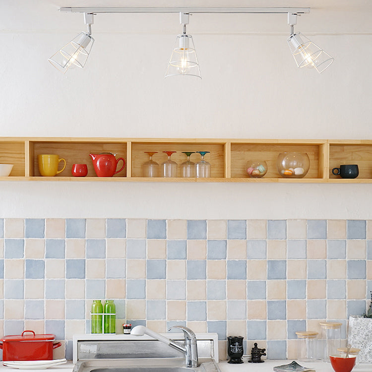 3 Lumières Cage Cage semi-plat Ceiling Light with Conical Shade Retro Style Noir / Blanc 
Éclairage de plafond rotatable