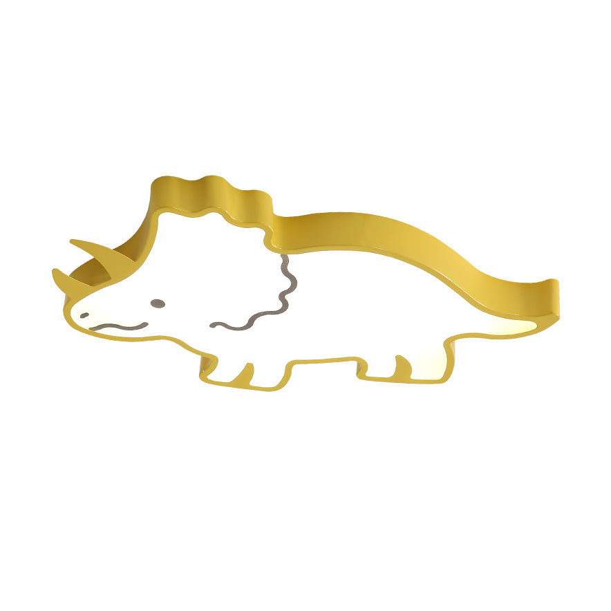 Yellow/White Dinosaur Design Flushmount Lighting Kids LED Acrylic Flush Pendant Light for Children Room, Warm/White Light