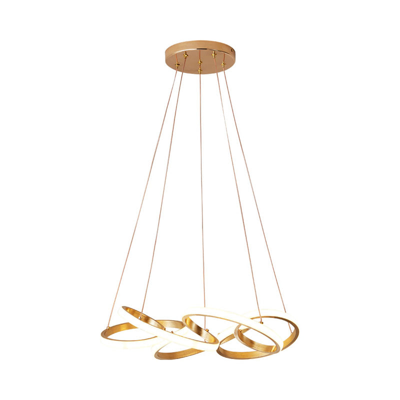 19,5 "/25,5" breite Kurve Kronleuchter Lampe Modernismus Acryl LED Gold Hanging Anhängerlampe in Weiß/warmes Licht für Wohnzimmer