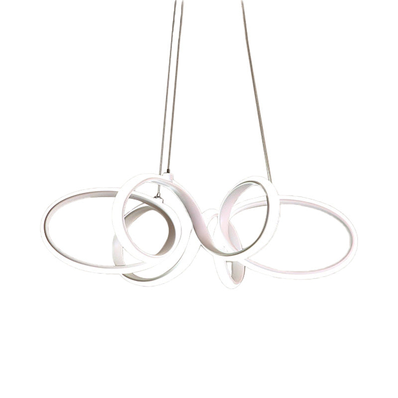 Weiße Kurve Kronleuchter Leuchte Modernismus Acryl -LED -Anhängerleuchte in Weiß/warmes Licht für Schlafzimmer