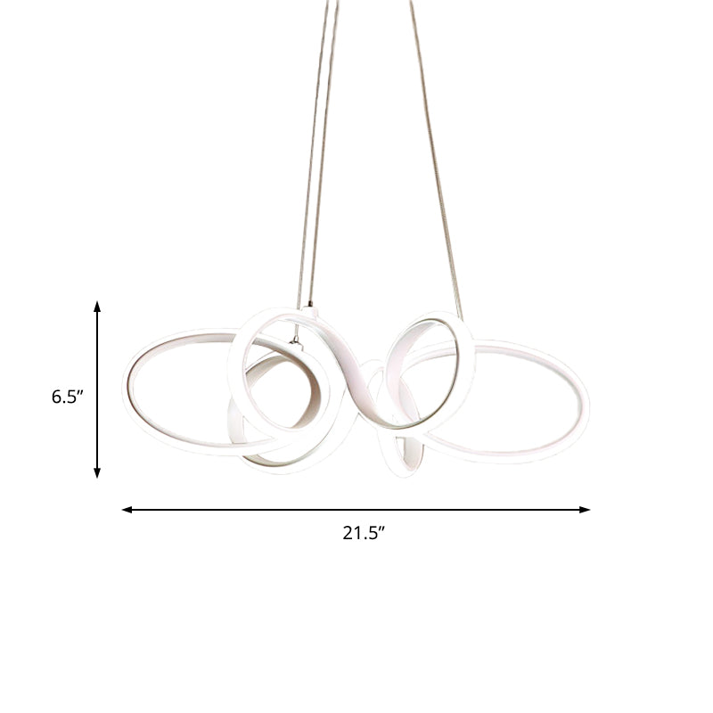 Weiße Kurve Kronleuchter Leuchte Modernismus Acryl -LED -Anhängerleuchte in Weiß/warmes Licht für Schlafzimmer