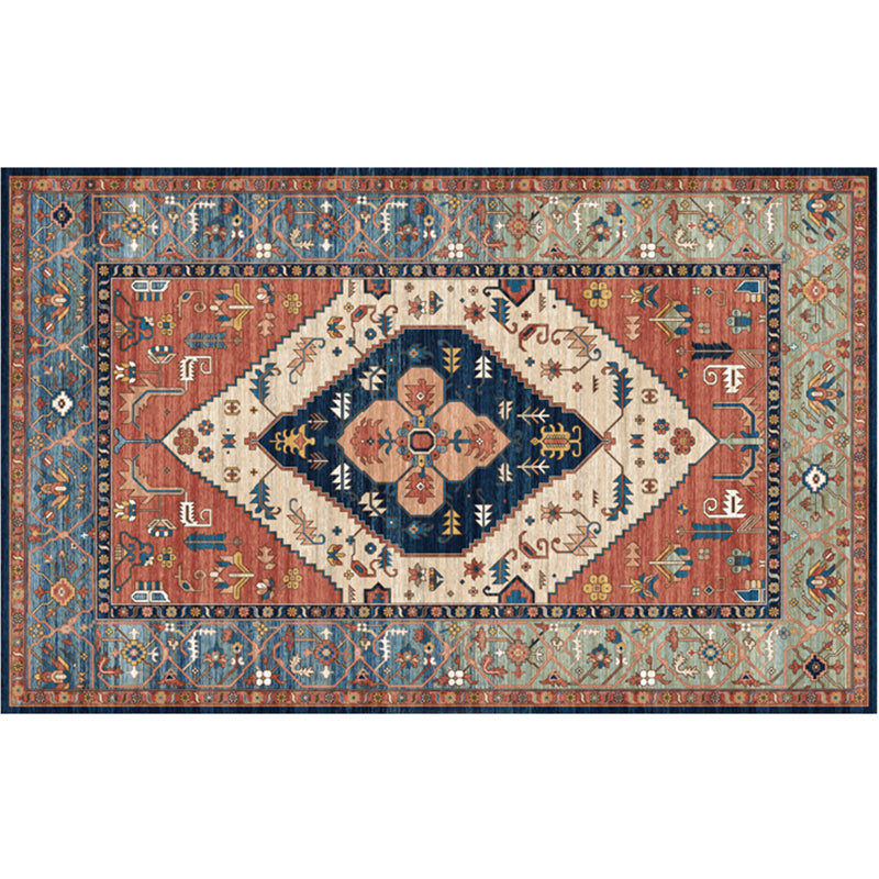 Vintage-Digitaldruck-geometrischer Teppich, mehrfarbiger Boho-Chic-Teppich, Synthetik, schmutzabweisend, rutschfest, haustierfreundlicher Teppich für Zuhause