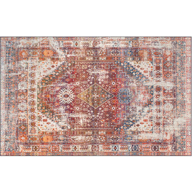 Vintage-Digitaldruck-geometrischer Teppich, mehrfarbiger Boho-Chic-Teppich, Synthetik, schmutzabweisend, rutschfest, haustierfreundlicher Teppich für Zuhause