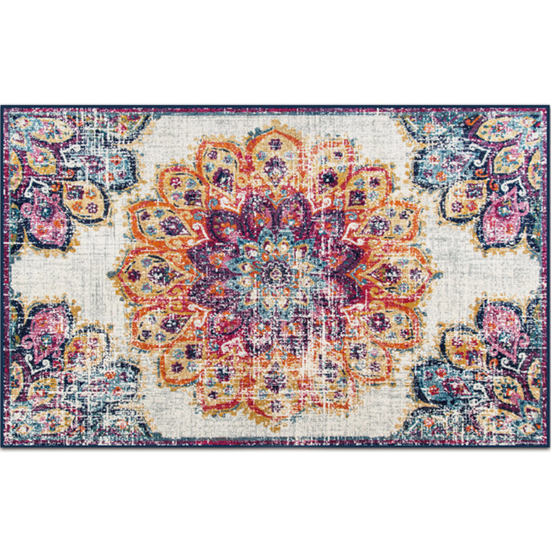 Vintage-Digitaldruck-geometrischer Teppich, mehrfarbiger Boho-Chic-Teppich, Synthetik, schmutzabweisend, rutschfest, haustierfreundlicher Teppich für Zuhause