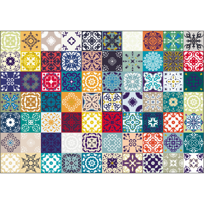 Vintage-Digitaldruck-geometrischer Teppich, mehrfarbiger Boho-Chic-Teppich, Synthetik, schmutzabweisend, rutschfest, haustierfreundlicher Teppich für Zuhause