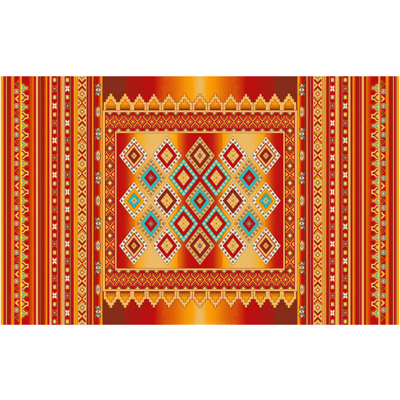 Vintage-Digitaldruck-geometrischer Teppich, mehrfarbiger Boho-Chic-Teppich, Synthetik, schmutzabweisend, rutschfest, haustierfreundlicher Teppich für Zuhause