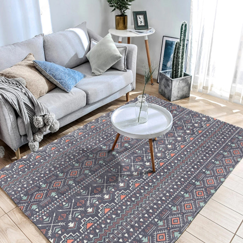 Alfombra bohemia colorida alfombra de estampado multicolor lavable sin deslizamiento alfombra resistente a manchas para sala de estar