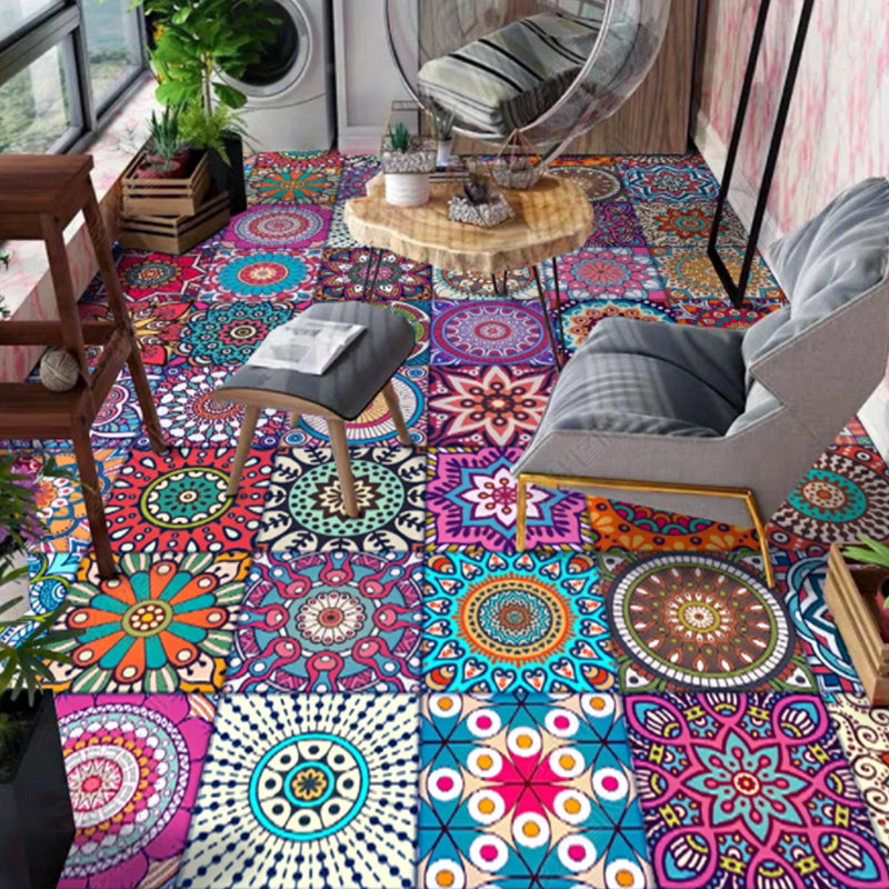 Colorful Bohemian Rug Multi-Colored Print Carpet Washable Non-Slip Backing Stain Resistant Rug for Living Room